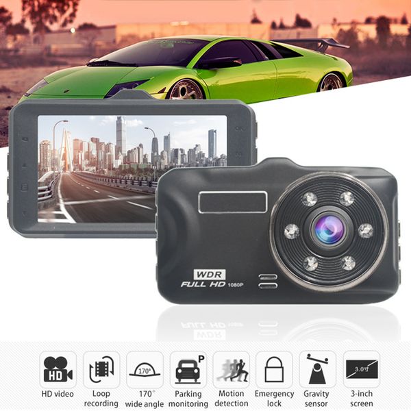 

full hd 1080p dual lens car dvr camera 3.0 inch lcd screen 170 degree night vision rearview auto dash g-sensor camera recorder