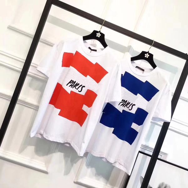 

spring summer 2018 paris t shirt fashion men women t shirt casual cotton tee top, White;black