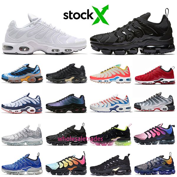 

vapors tn plus running shoes women men triple black white red pink rise volt sunburst mens trainers sports sneakers 36-46