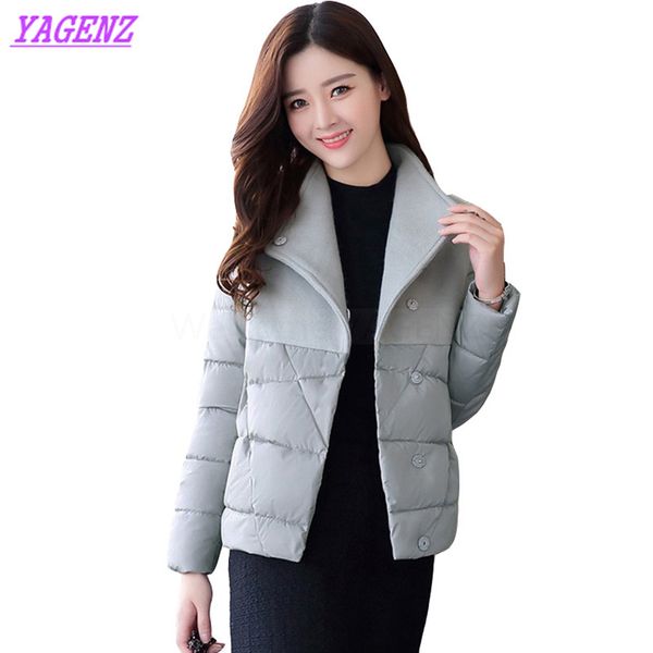 

new loose women down cotton jacket winter warm short cotton outerwear fashion young women splice gray overcoat b358, Black