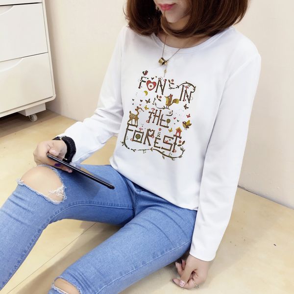 

stall supply of goods 2018 autumn clothing new style long sleeve korean-style t-shirt women's long sleeve undershirt women's dre, White