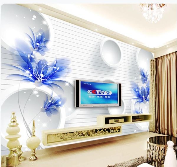 

p any size custom blue fantasy flower 3d tv background wall window mural wallpaper