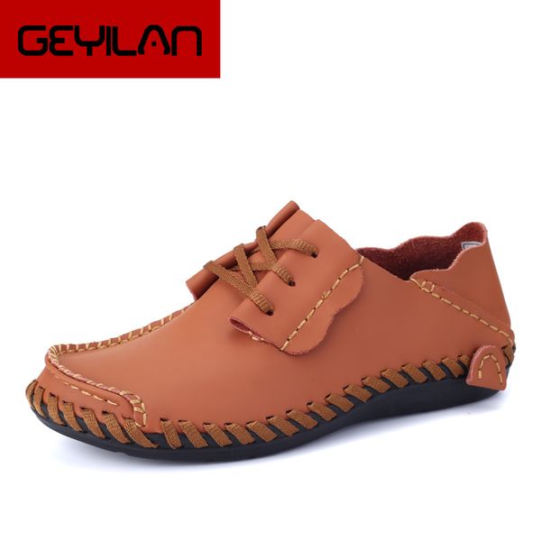 

size 38-48 spring men loafers men shoes fashion casual male shoes lace leather leather flat %00899, Black