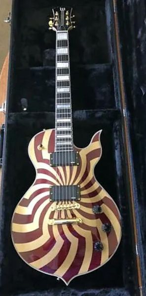 

promotion wylde odin grail crimson gold buzzsaw falme maple electric guitar large blocks inlay, gold grover tuners, little pin bridge