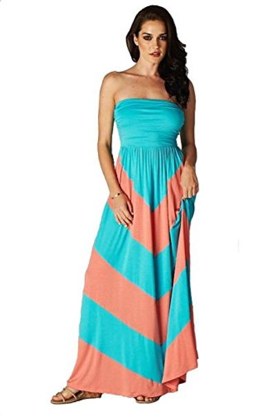 

women strapless chevron bandeau empire maxi casual bodice dress, Black;gray