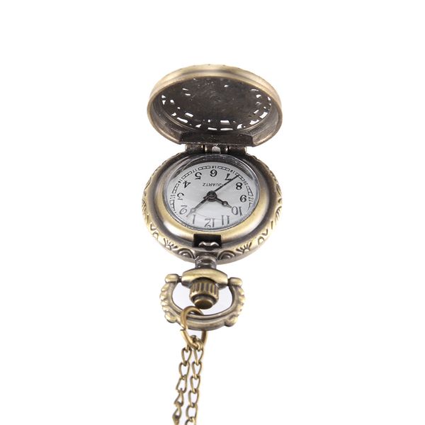 

vintage pocket watch bronze color quartz watch cool chain hollow owl cover watches ssa-19ing, Slivery;golden