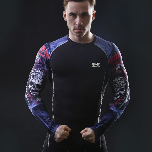 

spandex men compression long sleeve breathable quick dry t shirts bodybuilding weight lifting base layer fitness tight t-shirt elegant, White;black