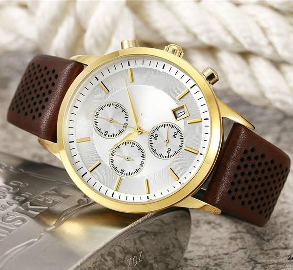 

new fashion mechanical quartz movement all dial working luxury men's watch stainless steel bracelet designer watch leather watch, Slivery;brown