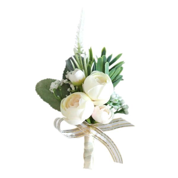 

shallow champagne tea flower bud wedding boutonniere buttonhole corsage