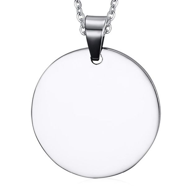 

male silver tone stainless steel round pendant oval chain necklaces for mens fashion jewelry shiny soldier tags