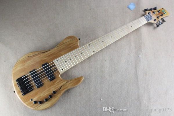

Natural Wood One Piece Neck Through активных Пикапы Fodera Бабочка 6 струнной Электрическая бас-гитары