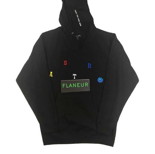 

astroworld hoodie embroidered mens designer hoodies fleeced sweatshirts hip hop pullover 2018 travis clothing, Black