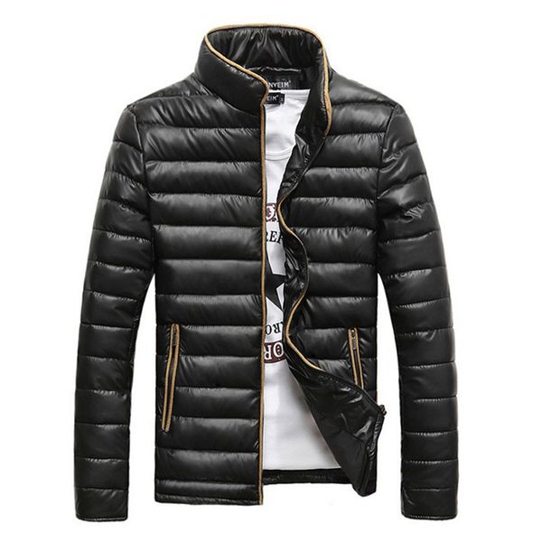 

autumn winter men coat 2019 new design men fashion parka coat stand collar warm jacket 4 solid colors asian size, Tan;black