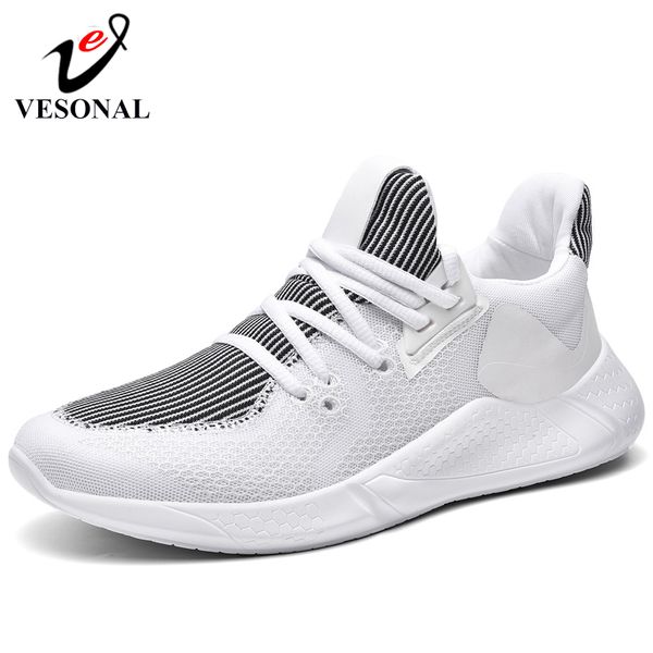 

vesonal breathable mesh casual men shoes for male footwear lightweight simple comfortable running shoes sneakers men, Black