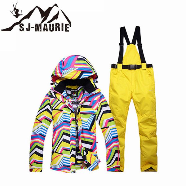 

sj-maurie ski jacket women ski suit waterproof snowboard suit outdoor winter warm hiking jacket+pants for girls snow