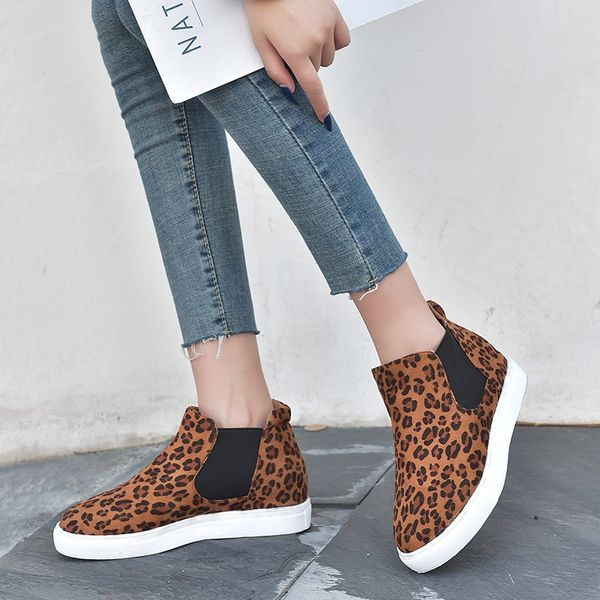 

autumn high-fashion women's walking shoes leopard print flats casual shoes lady vulcanized shoe non-slip sneakers e14-81, Black