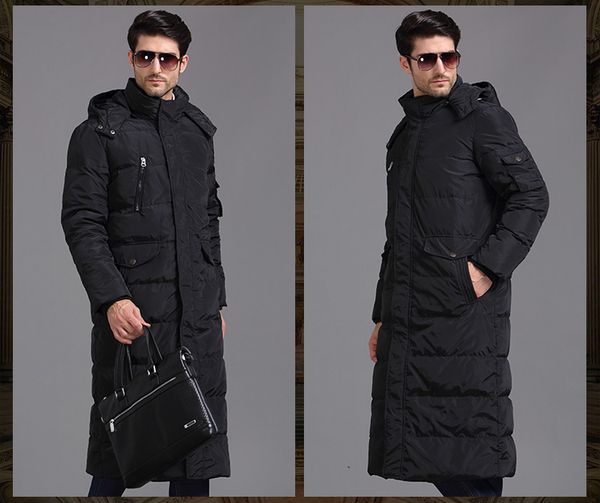 

2017 winter men long down jacket, lengthen thickening plus-size down jacket, Black