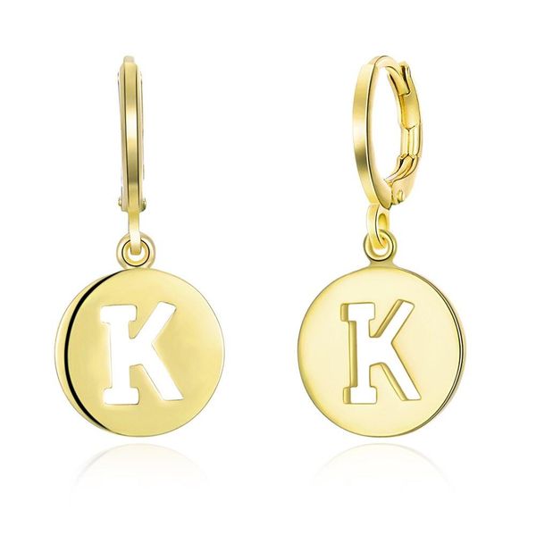 

golden wild trend earrings bohemian style hollow english letter k earrings three-dimensional round neutral, Silver