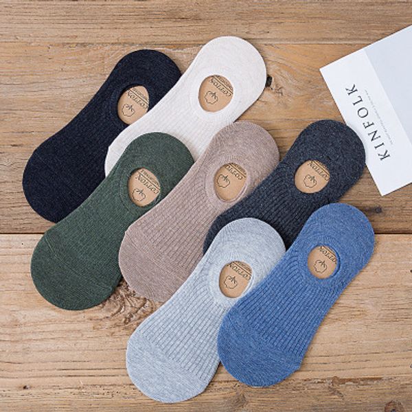 

men's designer socks products pure color trendy invisible socks comfortable shallow hose short stocking non-slip socks, Black