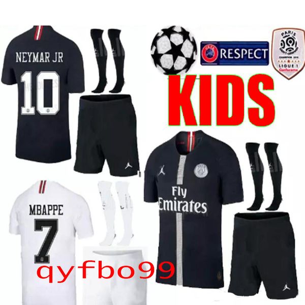 

18 19 champion league kid kit p g occer jer ey mbappe black white 2018 2019 pari cavani third 3rd football boy child kit hirt