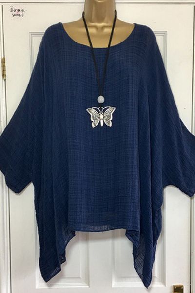 

повседневный туники блузы рукава плюс размер batwing рукава женщин сыпучие solid o шеи 5x белье длинные рубашки женщины асимметричная блузка, White