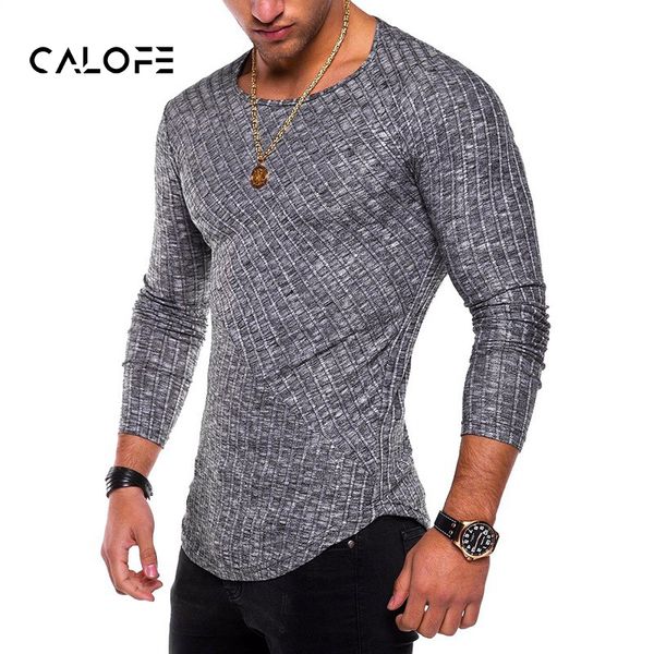 

calofe 2020 mens plus size patchwork slim t shirt fashion solid t-shirts long sleeve o-neck tee shirts longline curved hem top, White;black