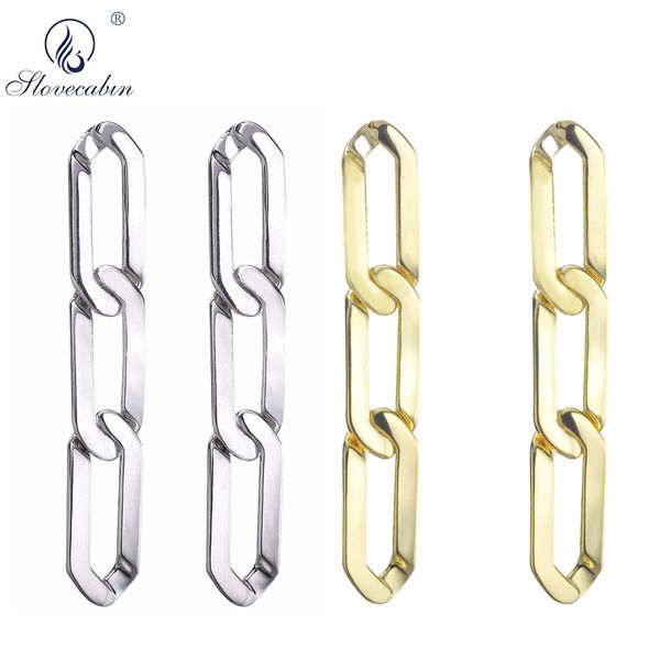 

slovecabin 100% original 925 sterling heavy line locker long chain drop earring women 2019 fashioonable chain earring jewelry, Silver