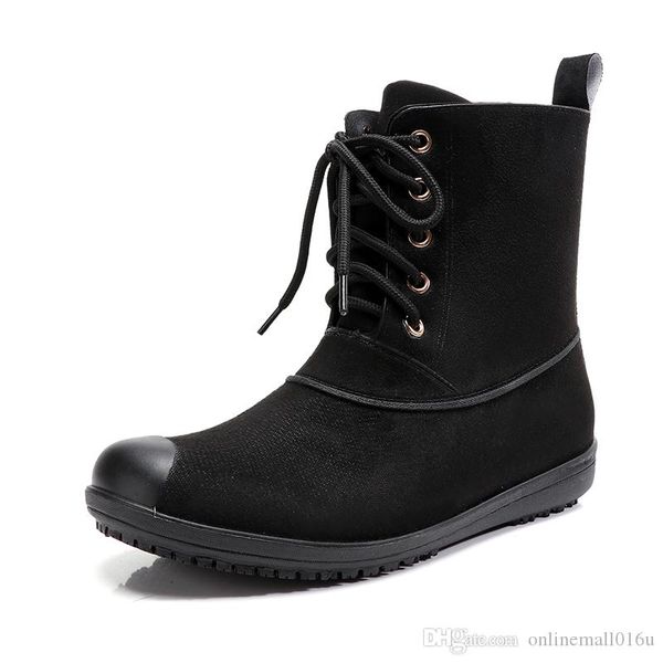 

rainboots woman ankle martin shoes waterproof 2018 female denim color rain boots pvc comfortable ladies willies rainboots, Black;red