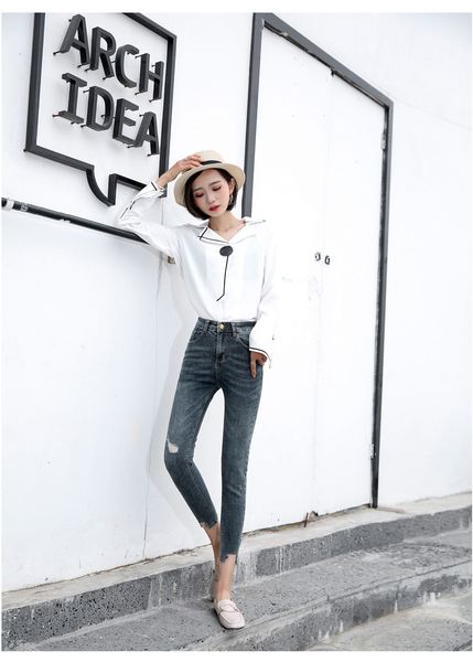 

blueberry the new nail bead embroidery jeans women nine points, Blue