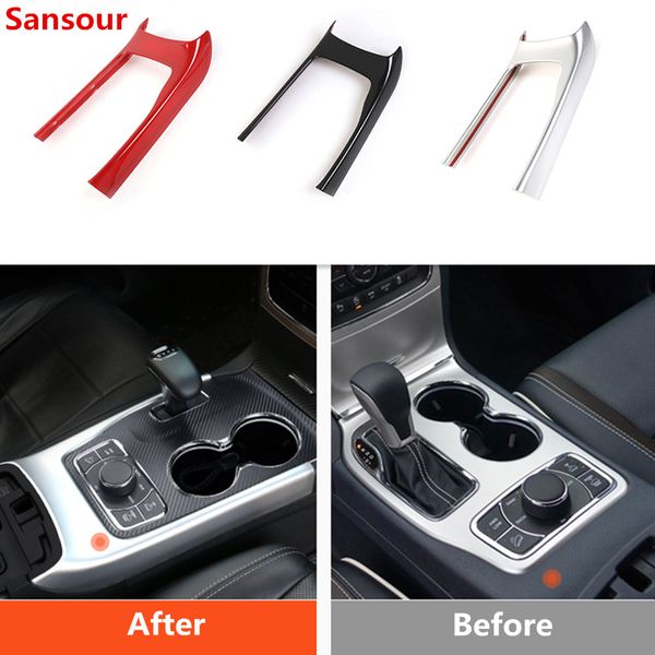 

sansour abs car interior console gear shift panel decoration cover trim stickers for grand cherokee 2014-2018 car styling