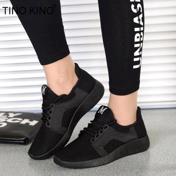 

tino kino women breathable mesh flat spring sneakers vulcanized ladies fashion lace up comfort shoes female casual, Black