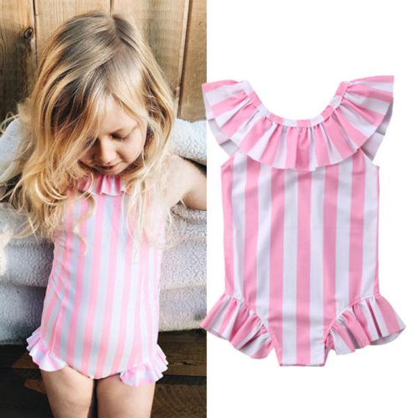 

cool design toddler baby girl bikini striped print swimwear one piece swimsuit kids bathing suit princess beachwear new arrivals