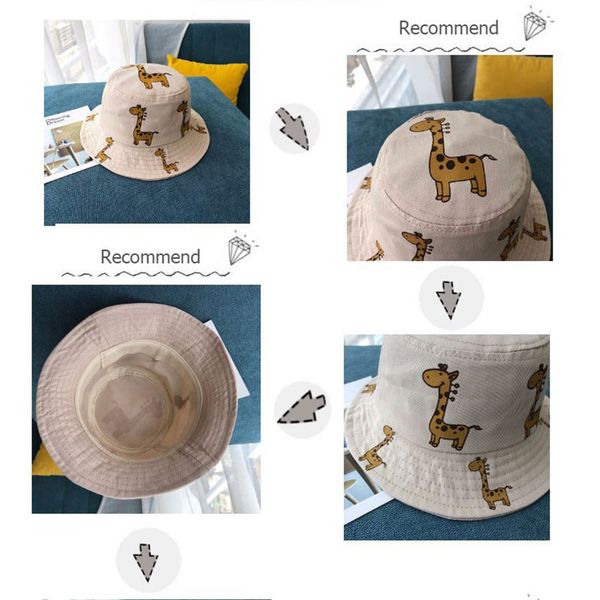

spring autumn children's bucket hats cartoon giraffe sun hat girls boys outdoor beach hat camping fishing cap casual panama cap, Yellow