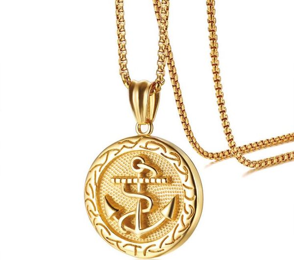 

высокий отполированный мужчина мода ретро прохладного золото стало лодка якоря ожерелья нержавеющей цепи подарка ювелирных изделий, Silver