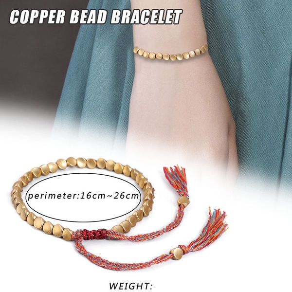 

handmade tibetan buddhist braided cotton copper beads lucky rope bracelet aic88, Black