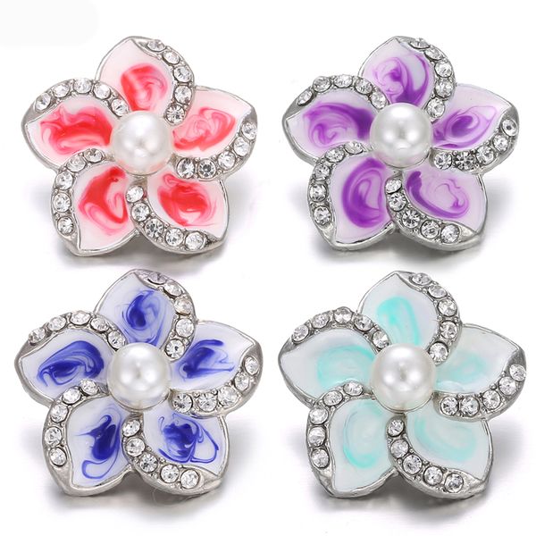 

6pcs/lot new 18mm rhinestone crystal snap button jewelry bracelets necklaes diy flower 18mm metal snap buttons fit bracelet, Golden;silver