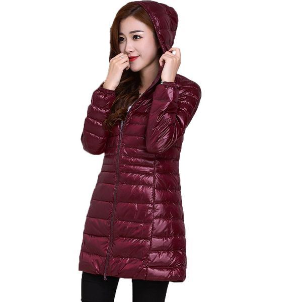 

18 years middle-aged thin hooded down jacket plus-sized 200 wearable, Black;white