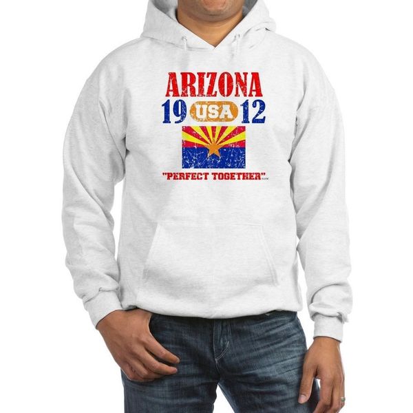 

arizona / usa 1912 statehood "perfect together "distressed" hoodie w/pockets, Black