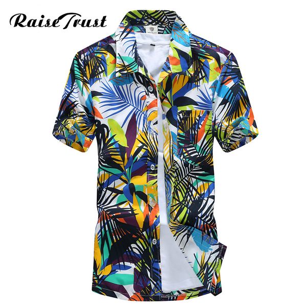 

Mens Hawaiian Shirt Male Casual Camisa Masculina Printed Beach Shirts Short Sleeve 2017 New Fashion Brand Asian Sizem -5xl