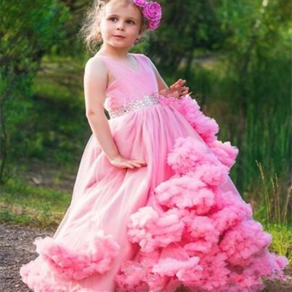 

cute pink flower girls dresses for wedding kids pageant dress first holy communion dresses for little baby prom party, Red;yellow