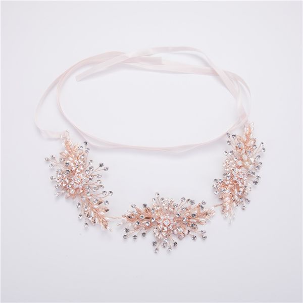 

jonnafe rose gold leaf свадебная повязка для волос vine rhinestone люкс тиара волос корона handmade женщины аксессуары, Golden;white