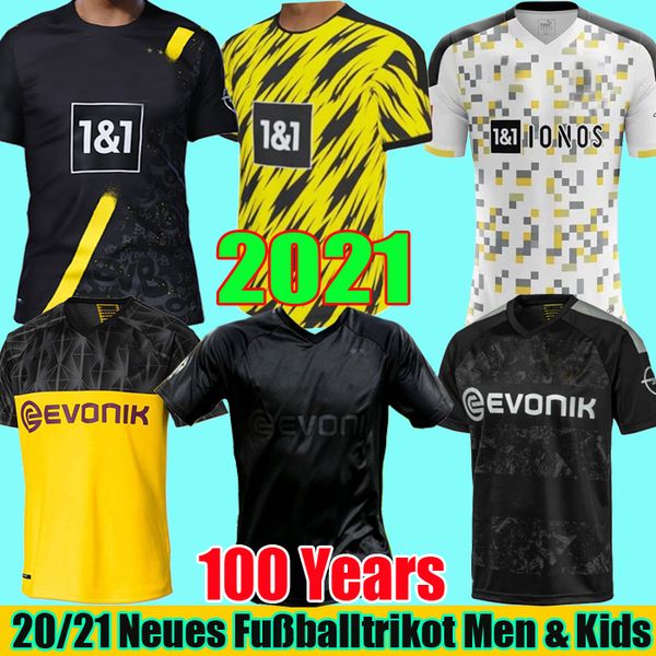 

2021 haaland borussia dortmund soccer jersey 20 21 sancho reus brandt hazard gotze reus pulisic 2020 maillot de football shirts men kids kit, Black;yellow