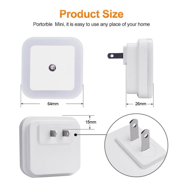 

led night light sensor control night lamp energy saving led sensor lamp eu us plug nightlight for children kids bedroom