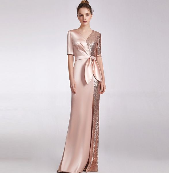 

new a line sequins golden evening dresses 2020 long prom party dresses evening gown formal dress women elegant robe de soiree, Black;red