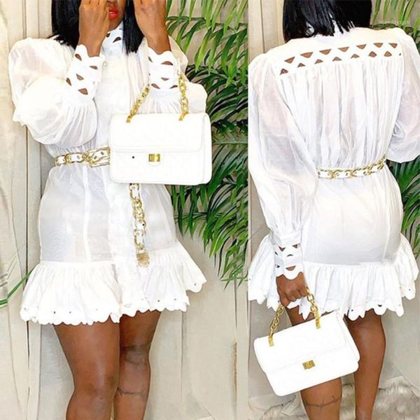 

autumn casual slim high collar long sleeved dresses fashion women party dresses ruffle hollow women dresses solid color, Black;gray