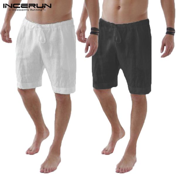 

базовые мужские повседневные шорты до колен пляжный отдых шорты-бермуды мужские хлопчатобумажные льняные завязки свободные фитнес бегу, White;black