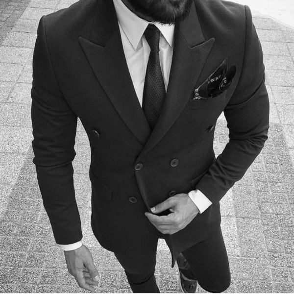 

black wedding tuxedos slim fit suits for men groomsmen suit two pieces prom formal suits (jacket+pants+tie) 193, Black;gray