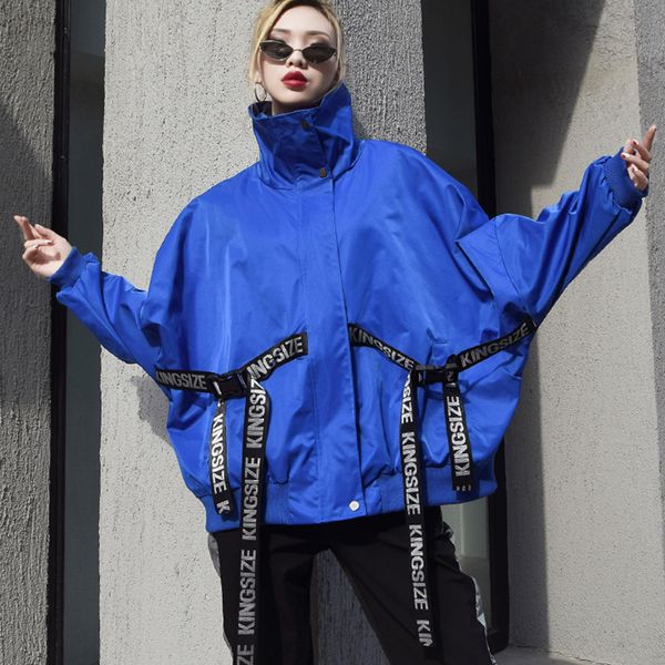 

spring and autumn jacket women 2019 new loose windbreaker letter ribbon lapel street style fashion coat female plus size hj220, Tan;black