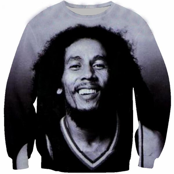 

новый певец регги боб марли толстовка мужчины женщины 3d печати 3d уличная с длинным рукавом спортивный костюм пуловер верхняя одежда повсед, Black