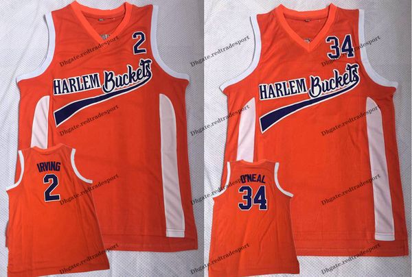 

mens moive uncle drew harlem buckets jersey kyrie irving 2 shaquille o'neal big fella 34 orange stiltched shirts s, Black